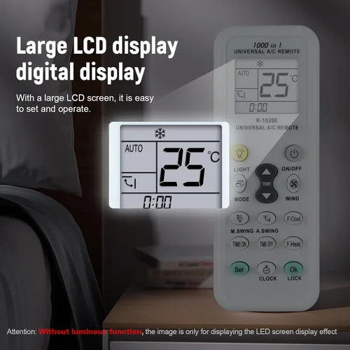Vista 3 de K-1028E Nuevo control remoto universal de CA 1000 en 1 para múltiples marcas Haier, Hitachi, Panasonic, LG, Sharp, Gree, Midea, Bosch, Toshiba