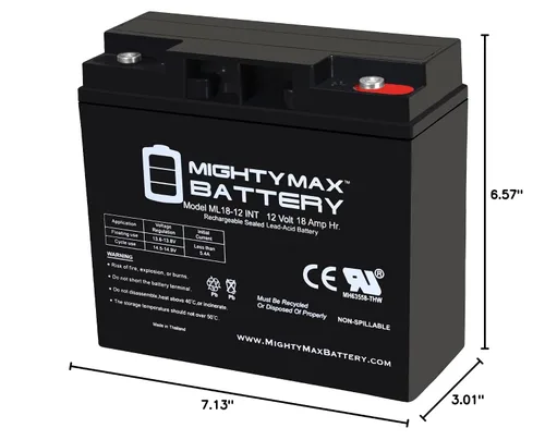 Vista 8 de Mighty Max Battery Batería de rosca interna SLA de 12V 18AH para Schumacher PSJ-4424