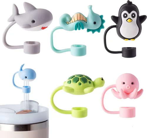 Vista 13 de 6 piezas de tapas de popote mágicas de silicona para taza Stanley de 30 y 40 oz, tapas reutilizables para popotes para accesorios de taza Stanley