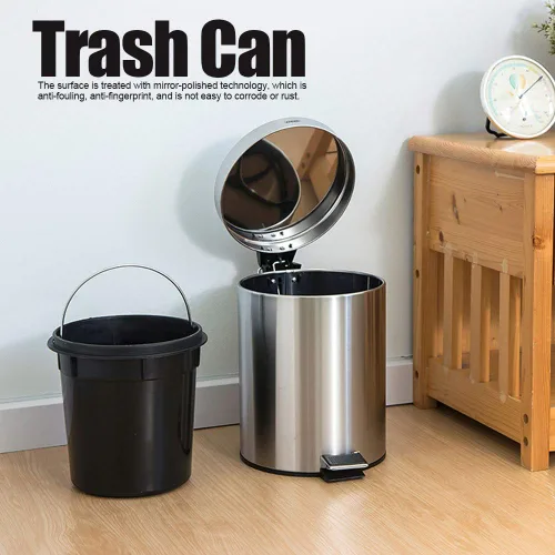 Vista 6 de Pomya Bote de basura de acero inoxidable de 3 litros con pedal escalonado para el hogar, contenedor de basura para inodoro, baño, cocina, sala