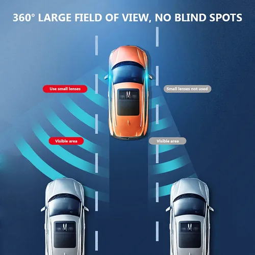 Vista 5 de Espejo de punto ciego, lente convexa de vidrio HD redondo largo sin marco, espejos retrovisores, accesorios exteriores con gran angular ajustable