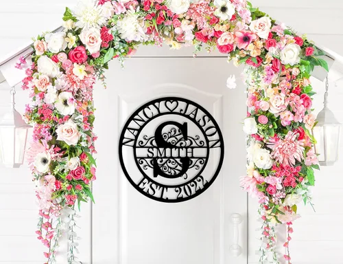 Vista 4 de Regalos de Boda para Parejas 2025, Letreros de Nombre Personalizados de Metal, Letreros de Nombre Personalizados, Letrero de Apellido Familiar
