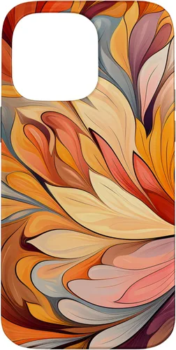Vista 21 de iPhone 12 Pro Max Remolinos florales abstractos Funda de colores cálidos de otoño