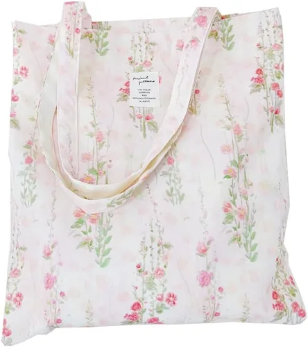Vista 55 de Floral Canvas Tote Bag Double-Sided Printed Cloth Cotton Tote Floral Shoulder Bags for Beach Travel Shopping Grocery