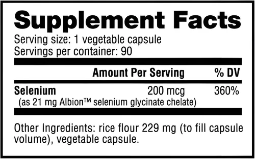 Vista 3 de NutraBio Suplemento de selenio, 200mcg - 90 cápsulas vegetales - Apoyo antioxidante natural