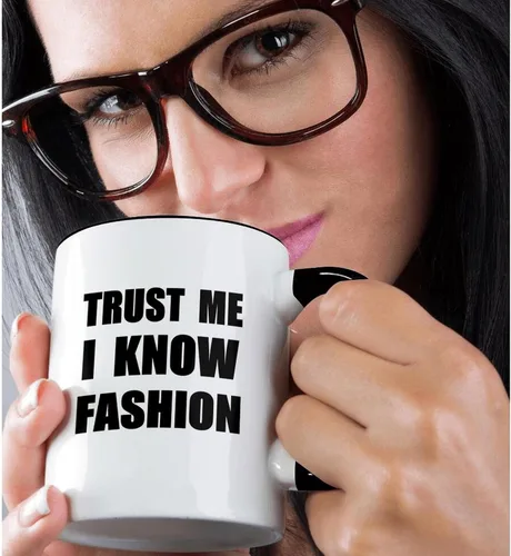 Vista 2 de 3dRose Trust Me I Know Fashion - Fun Fashionista And Designer Humor - Taza divertida, 11 onzas, color negro