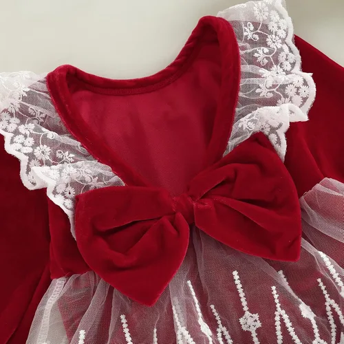 Vista 19 de Mameluco de Navidad para niñas recién nacidas, falda de malla de terciopelo rojo, traje de primera Navidad, regalo de Navidad