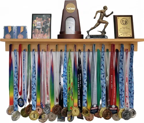 Vista 10 de Estante para premios de medallas de 3 pies para exhibición y estante para trofeos – Soporte para trofeos y medallas multideporte para exhibición
