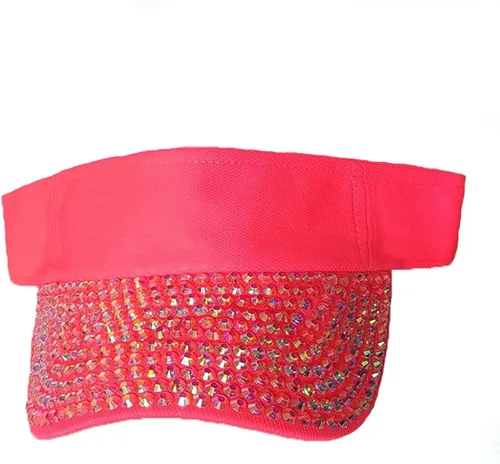 Vista 2 de Visera brillante con diamantes de imitación de verano UPF 50+, visera brillante para mujer, visera para mujer, para deportes al aire libre, sombrero
