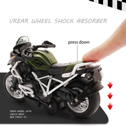 Vista 4 de Juguete de Motocicleta de Metal Fundido - Juguetes de Retroceso con Sonido y Luz, Juguetes de Motocicleta para Niños, Juguetes para Niños de 3-9 Azul