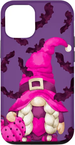 Vista 28 de Halloween Pink Pumpkin and Bat Decor with Cute Witch Gnome Case for iPhone 17