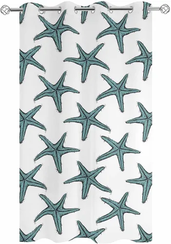 Vista 2 de Turquoise Starfish Outdoor Curtains for Patio Waterproof Drapery,Grommet Window Curtain Living Room,Bedroom,Doorway,Kitchen,Cafe,Porch,Cabana Drapes