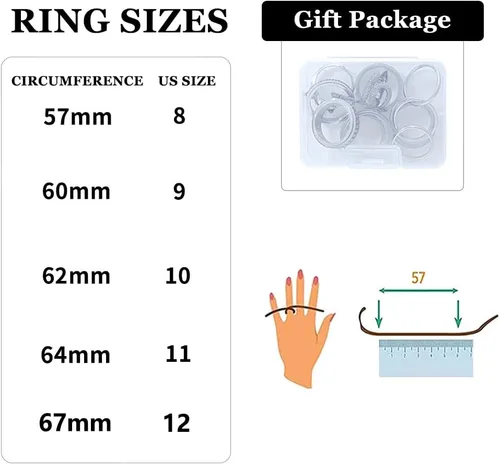 Vista 7 de LOWNOUR Anillos antiestrés para la ansiedad, 6 unidades, anillos de acero inoxidable para hombres, anillos giratorios negros para la ansiedad, juego