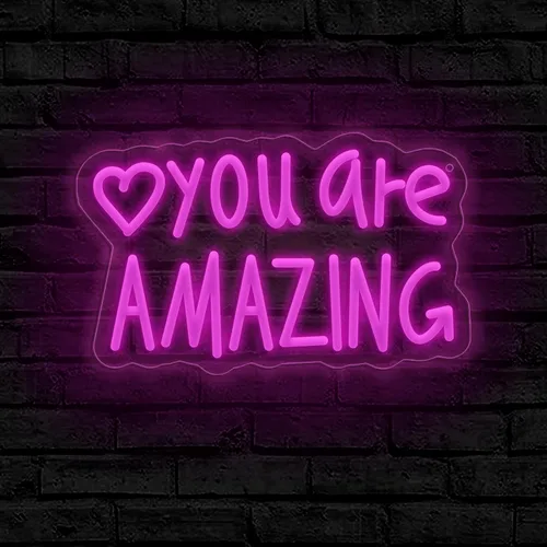 Vista 11 de Letrero de neón "You Are Amazing" para decoración de pared para dormitorio, aula, bar, pub, club, guardería, colgante, luz LED rosa USB regulable