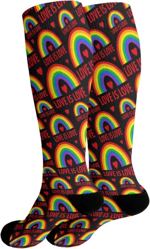 Vista 2 de devor Knee Socks Knee High for Womens Sock Athletic Crew Sock Cute love is love lesbian gay pride bi pride Socks