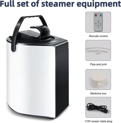 Vista 3 de Vaporizador de sauna, generador de vapor portátil, vaporizador de acero inoxidable de 3L para olla de sauna, sauna inteligente con botón táctil