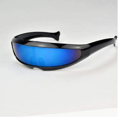 Vista 5 de Gafas de sol con visera Cyberpunk futurista con lente espejada, lentes de sol estrechos, personalidad, disfraz de cosplay, accesorios de fotos