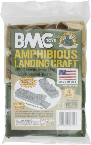Vista 7 de BMC Classic Marx Landing Craft - 4 unidades de vehículos militares de plástico verde marrón contra OD para hombres