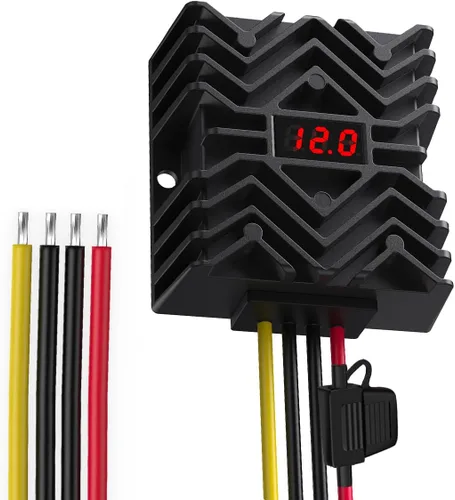 Vista 8 de Convertidor CC de 24 V a 12 V 30 A con pantalla LED, chip de seguridad MCU y cables gruesos de 16 AWG, fuente de alimentación impermeable