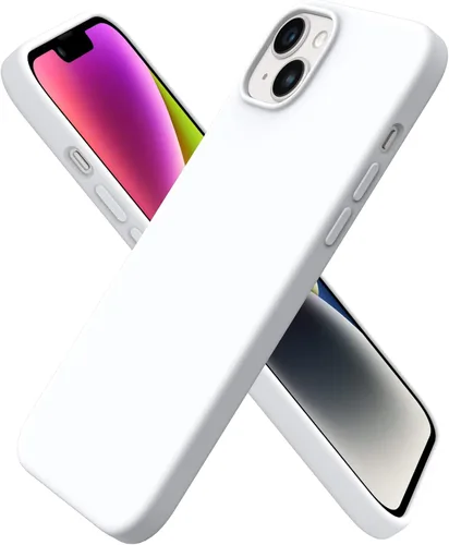 Vista 28 de ORNARTO Funda para iPhone 14 de 6.1 pulgadas, cubierta delgada de silicona Azul bebé