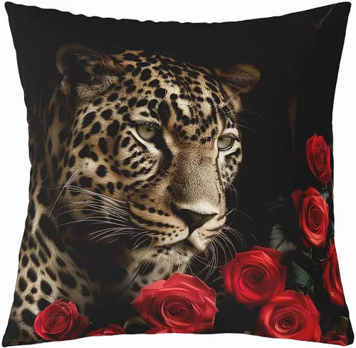 Vista 17 de Feelyou Funda de almohada rosa de 18 x 18 pulgadas, funda de almohada suave con flores florales de rosas para sala de estar, dormitorio, flor