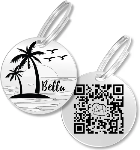 Vista 10 de PawFurEver Placa para perro con código QR – Etiquetas de identificación personalizadas para perros, etiqueta de perro grabada y etiqueta para Oro