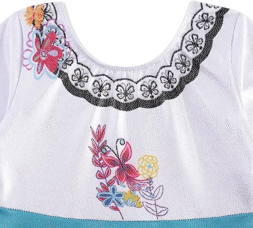Vista 9 de EQSJIU Leotardo de ballet de manga larga con falda tutú para niñas, baile, gimnasia, niños pequeños, vestido de fiesta de copo de nieve brillante
