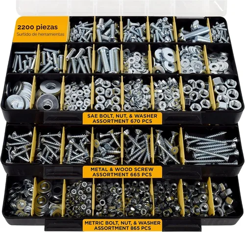 Vista 2 de Jackson Palmer - Kit surtido de herramientas de 2251 piezas con tornillos, tuercas, pernos y arandelas (3 bandejas)