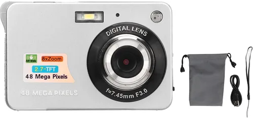Vista 6 de Cámara digital, 48MP 2.7in LCD 4K Vlogging Cámara para disparar (Plata)