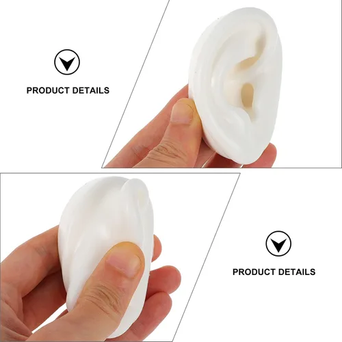 Vista 9 de POPETPOP Modelo de oreja de silicona suave, accesorios de exhibición de simulación de modelo de oído, herramientas de enseñanza, aretes