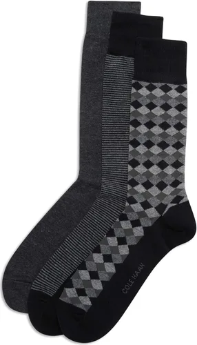 Vista 4 de Cole Haan Calcetines de cuello redondo con estampado de vestido para hombre (paquete de 3)