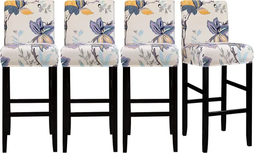 Vista 30 de Lellen Juego de 2 fundas para taburetes de bar, fundas jacquard para taburetes de bar, fundas deslizables elásticas para taburetes de bar