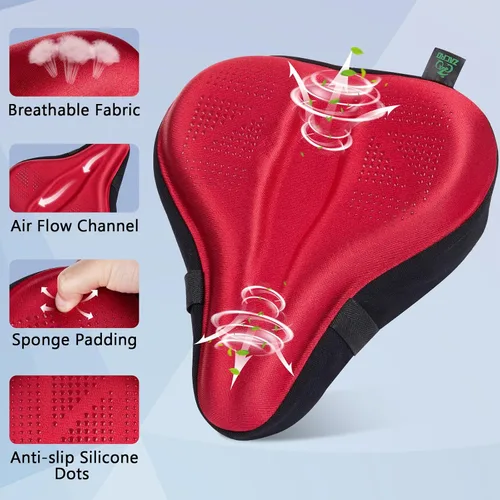 Vista 3 de Zacro Bike Seat Cushion - Padded Gel Bike Seat Cover for Men & Women, Padding Bicycle Saddle fit with Peloton/Spin Stationary Exercise/Mountain Road
