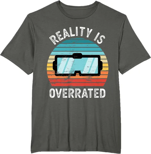 Vista 6 de Reality is Overrated VR - Camiseta divertida de regalo de realidad virtual, Negro, S