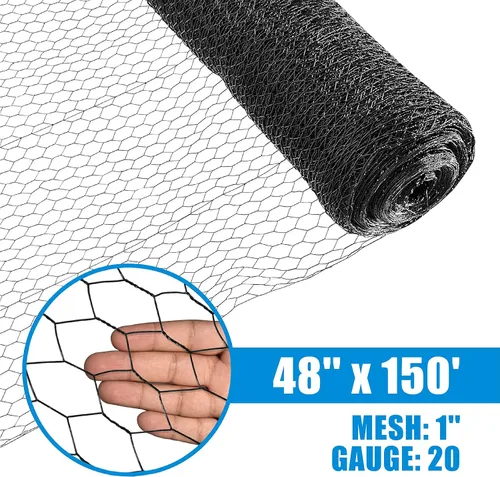 Vista 2 de Fencer Wire Red hexagonal de aves de corral con revestimiento de vinilo negro calibre 20 con malla de 1 pulgada (4 pies x 150 pies)