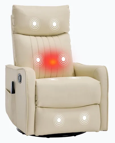 Vista 20 de PELUMY Silla Reclinable Mecedora Giratoria 360 para Adultos, Silla Mecedora de Guardería con Calor y Masaje, Silla Reclinable Deslizante para Beige