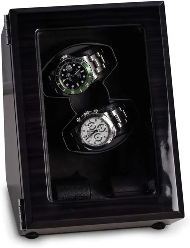 Vista 3 de Bey-Berk Enrollador de 2 relojes de madera de fresno y estuche de almacenamiento para 2 relojes