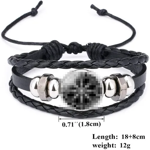 Vista 6 de Trinity - Pulsera trenzada con nudo celta y cordón de cuero, hecha a mano, triquetra, hecha a mano, runas vikingas, etínica, ajustable, unisex
