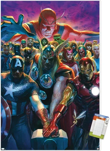 Vista 18 de Trends International - Póster de pared, diseño de los Vengadores de Marvel Comics #10, 14.725" x 22.375", versión enmarcada de Barnwood