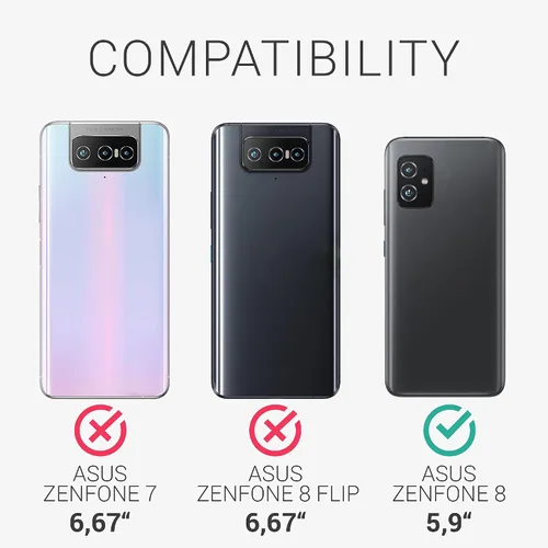 Vista 6 de kwmobile Funda compatible con ASUS Zenfone 8 - Funda protectora de silicona TPU suave y delgada, color negro mate