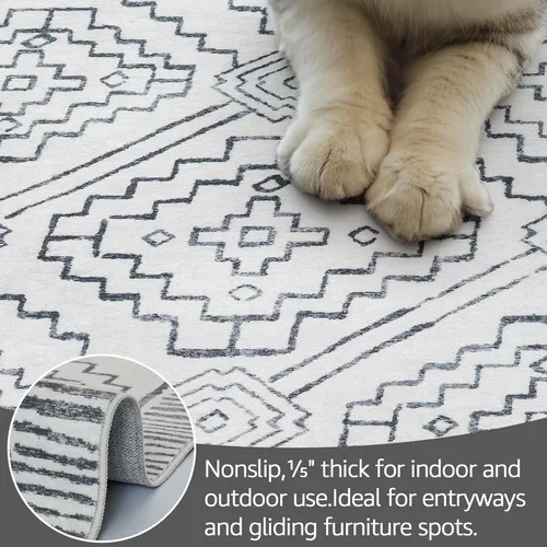 Vista 18 de jinchan Alfombra marroquí de pasillo 2x6 - Alfombra de pasillo lavable a máquina para cocina, alfombra moderna geométrica suave de pelo bajo