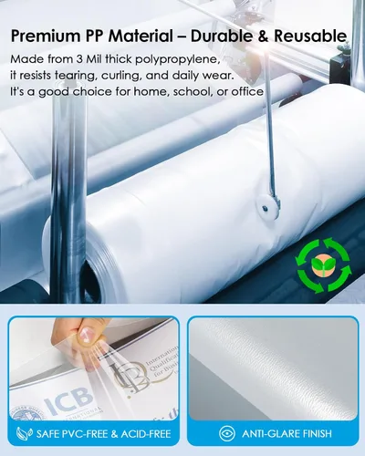Vista 2 de Ktrio - Protectores de hojas tamaño carta (8.5 x 11 pulgadas), transparentes y antirreflejantes, fundas plásticas con abertura en la parte superior