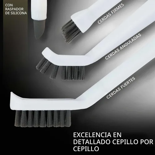 Vista 3 de Juego de cepillos de limpieza de lechada (3 piezas) para limpieza profunda multiusos, cepillo de dientes de limpieza para esquinas y espacios Juego
