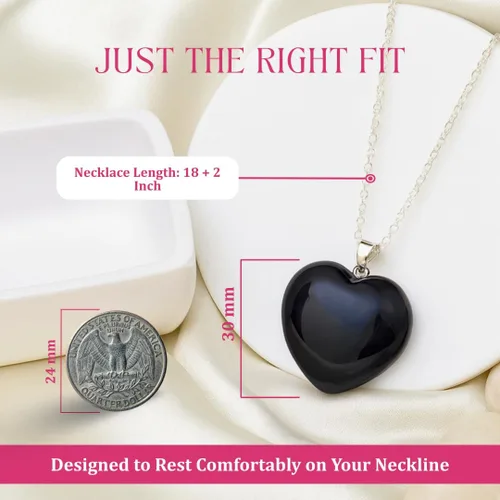 Vista 6 de Gempires Love - Collar con colgante de cristal de corazón para mujer, chapado en plata, cadena ajustable de 18 + 2 pulgadas