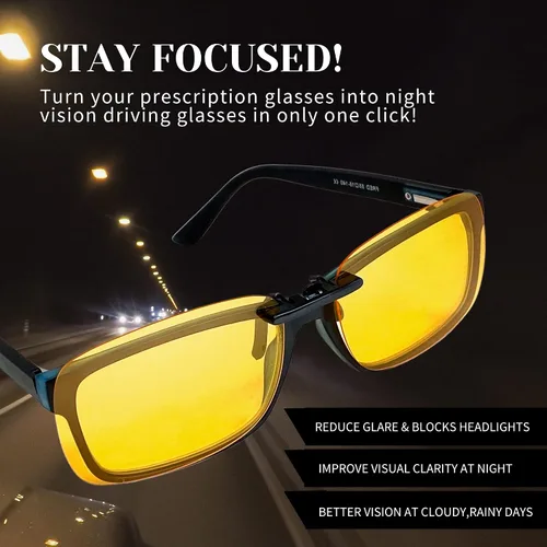 Vista 4 de BLUE CUT Clip en visión nocturna polarizada, gafas de sol de conducción UV 400 bloqueador para llevar sobre gafas graduadas