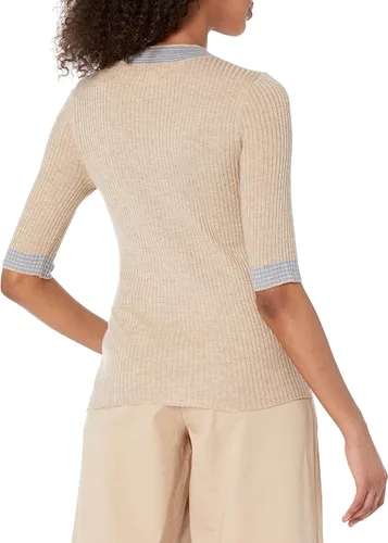 Vista 5 de The Drop Winona Suéter acanalado con cuello alto a rayas para mujer