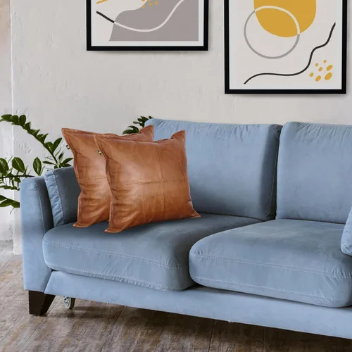 Vista 9 de LL LEATHER LOVERS Funda de almohada de cuero de cordero - Funda de cojín para sofá - Fundas decorativas para sala de estar y dormitorio, 20x20