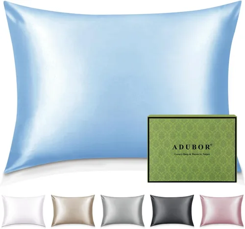 Vista 43 de Adubor Funda de almohada 100% de seda, fundas de almohada de seda de morera, 22 fibras de grado Momme 6A, funda de almohada de seda para la salud