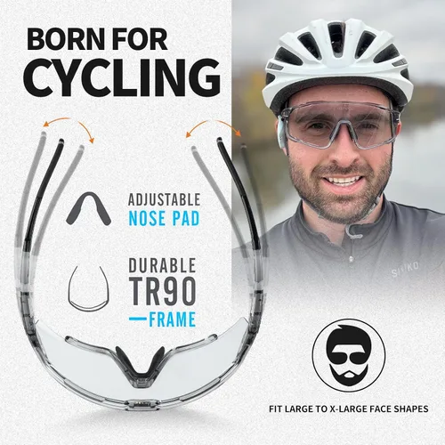 Vista 2 de Gafas de ciclismo fotocromáticas para hombres y mujeres, UV400 gafas de sol deportivas para MTB, equitación, correr, pesca, béisbol