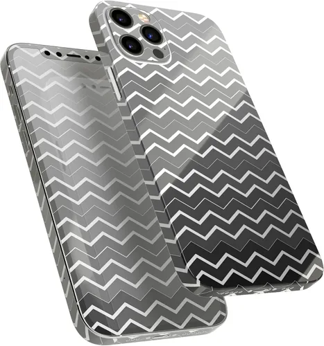 Vista 2 de DesignSkinz Kit de calcomanías de piel de cuerpo completo compatible con iPhone 15 Plus, cheurón en capas degradadas negras